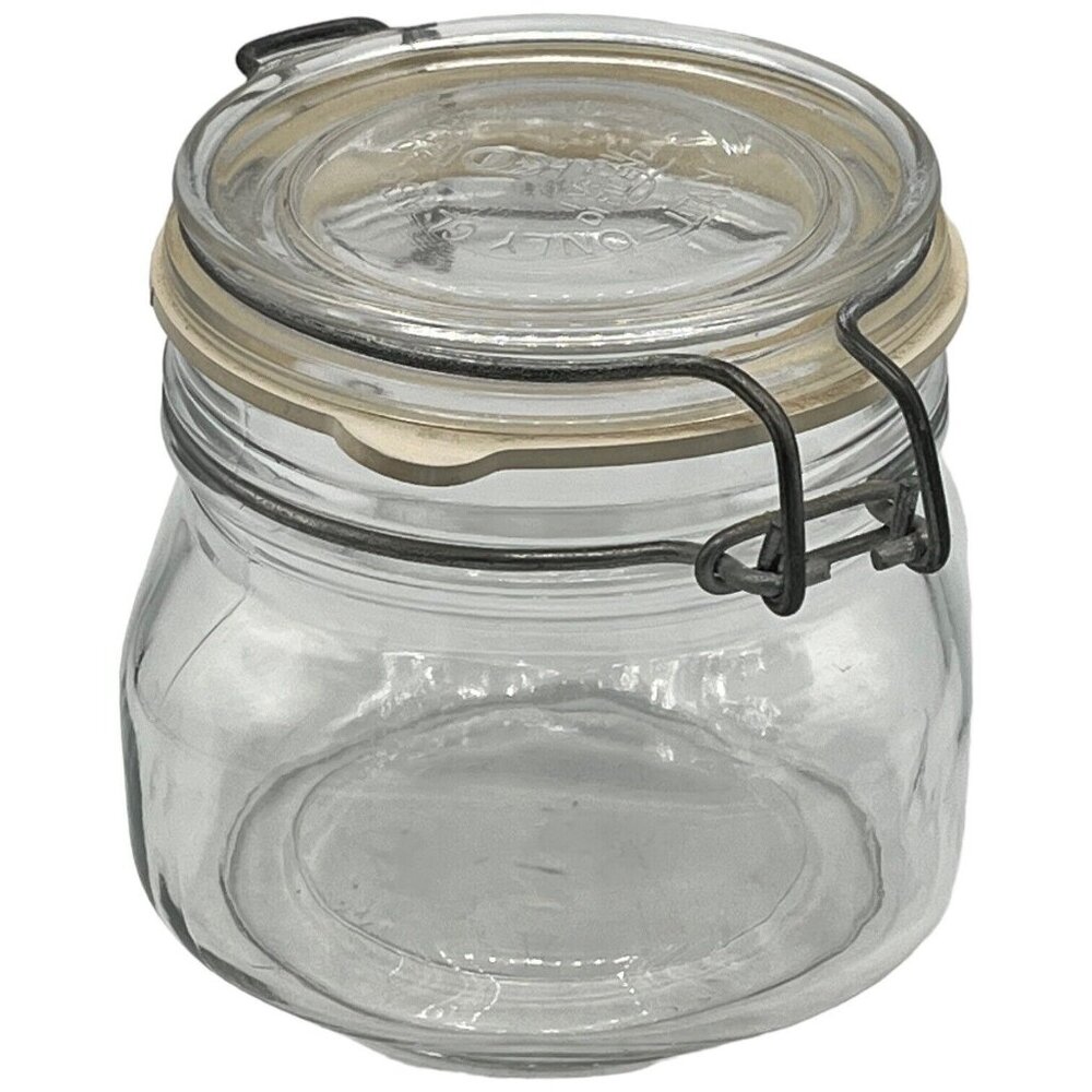 Italy Fidenza Fido Clear Glass Canister Jar Rubber Seal Wire Bale 1/2 L Vintage - Picture 3 of 8
